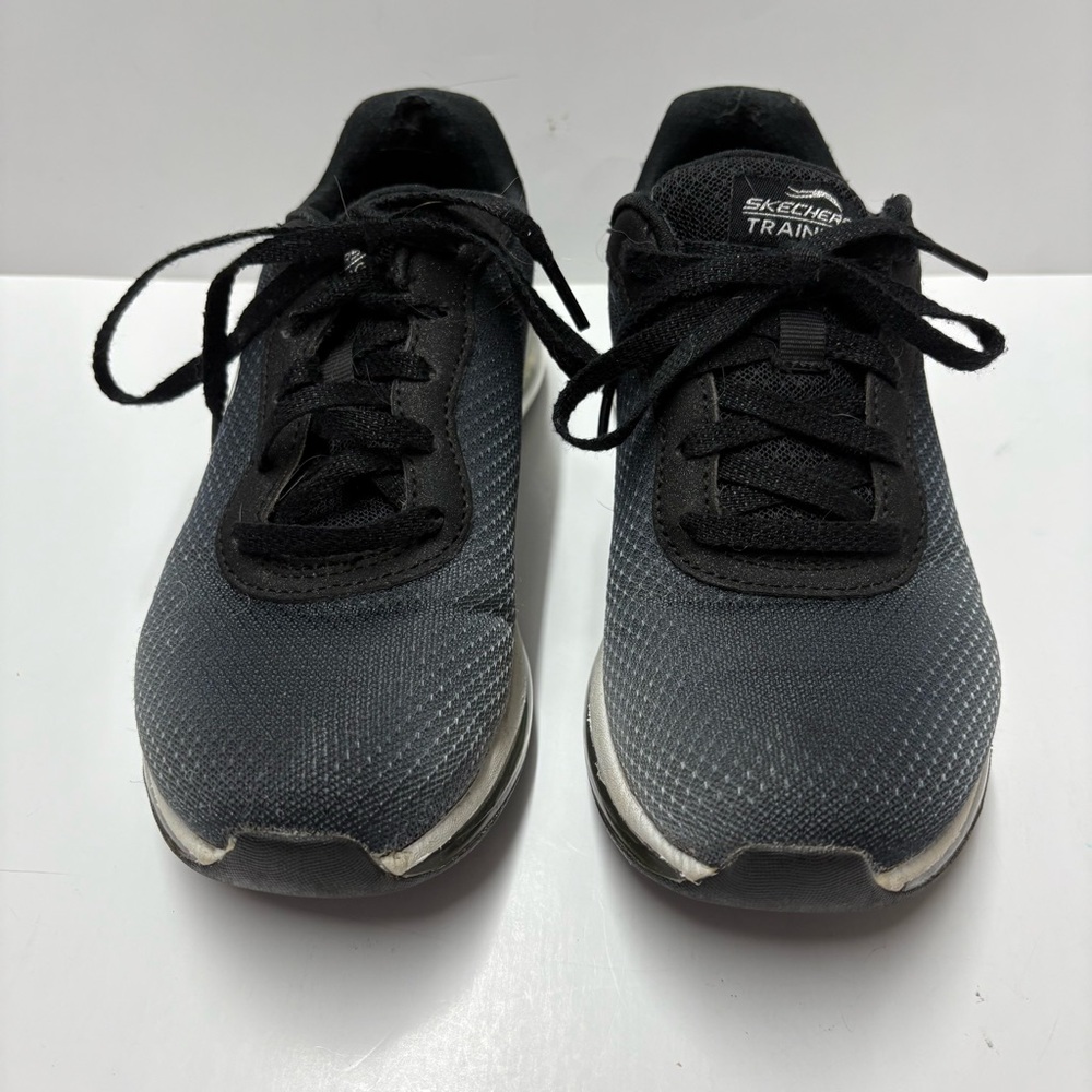 Skechers Air Cooled Memory Foam Lace Up Tennis Shoes Sneakers Black Gray Sz 5.5 - Picture 2 of 6